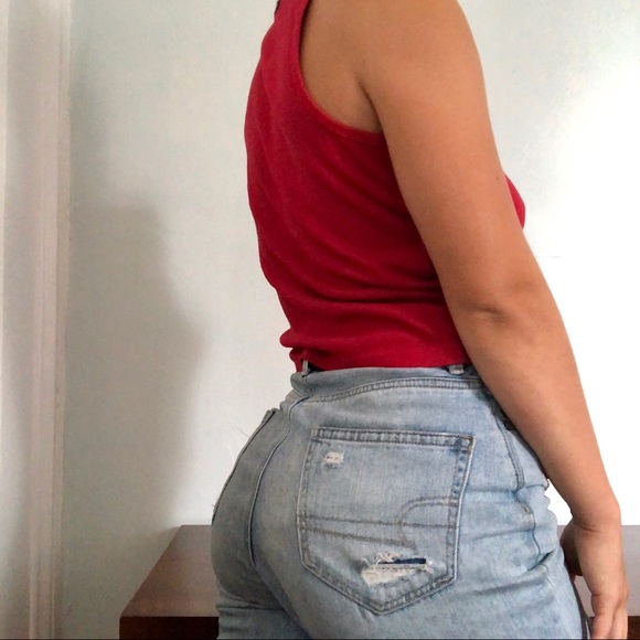 90s style red tank top with collar - Picture 3 of 3